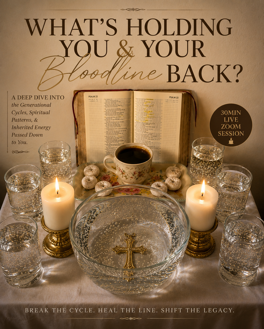 A. What’s Holding You & Your Bloodline Back? 

A Deep Dive Into the Generational Cycles, Spiritual Patterns, & Inherited Energy Passed Down to You.- (30min Live-Zoom session)🕯️